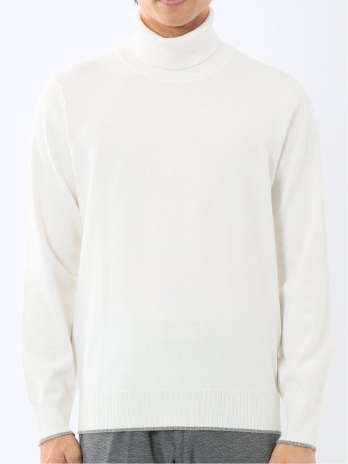 ウォッシャブル ウール混 タートルネックニット