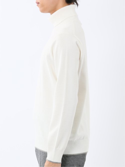 ウォッシャブル ウール混 タートルネックニット