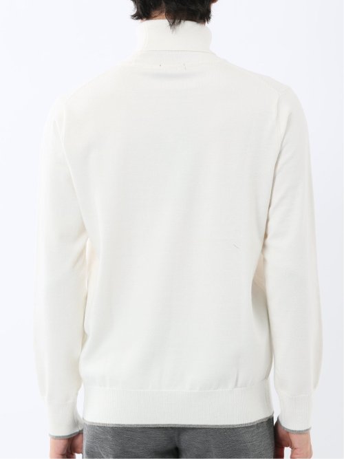 ウォッシャブル ウール混 タートルネックニット