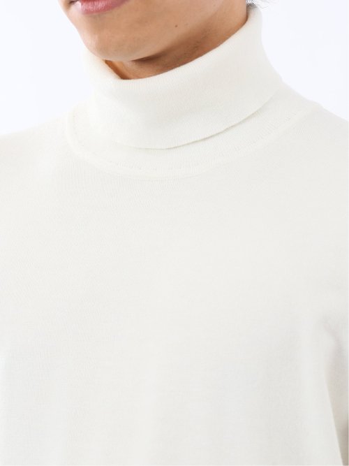 ウォッシャブル ウール混 タートルネックニット