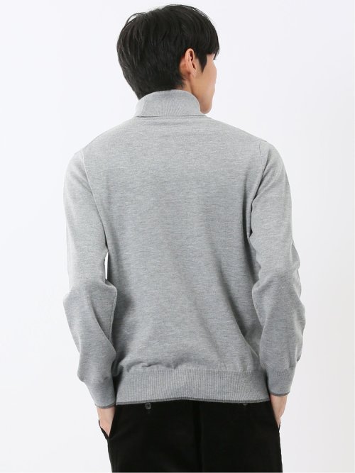 ウォッシャブル ウール混 タートルネックニット