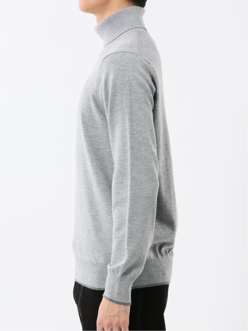 ウォッシャブル ウール混 タートルネックニット