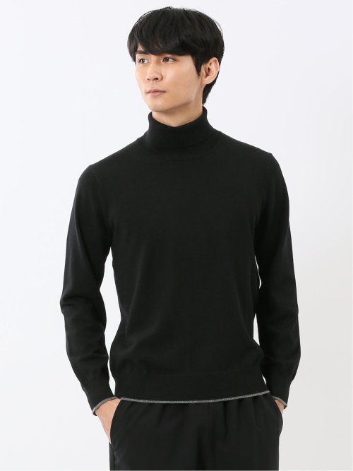 ウォッシャブル ウール混 タートルネックニット