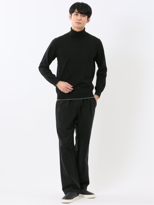 ウォッシャブル ウール混 タートルネックニット