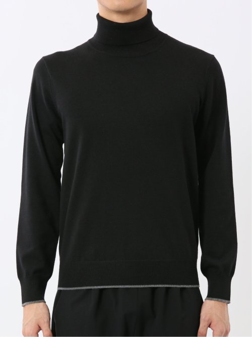 ウォッシャブル ウール混 タートルネックニット