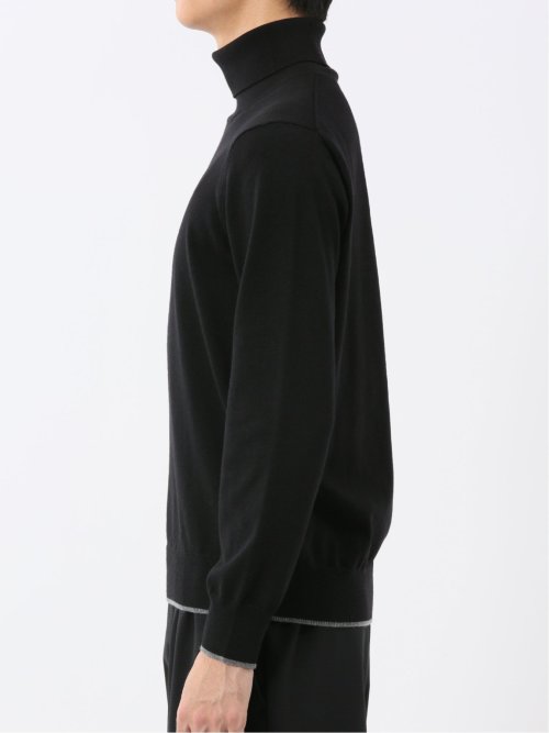 ウォッシャブル ウール混 タートルネックニット