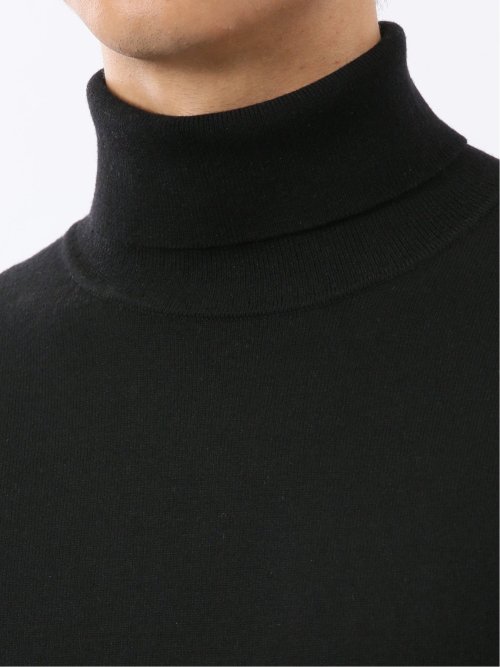 ウォッシャブル ウール混 タートルネックニット