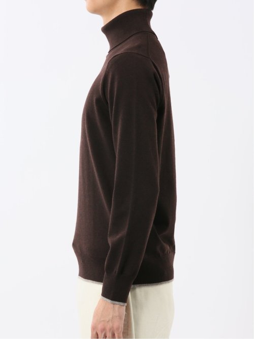 ウォッシャブル ウール混 タートルネックニット