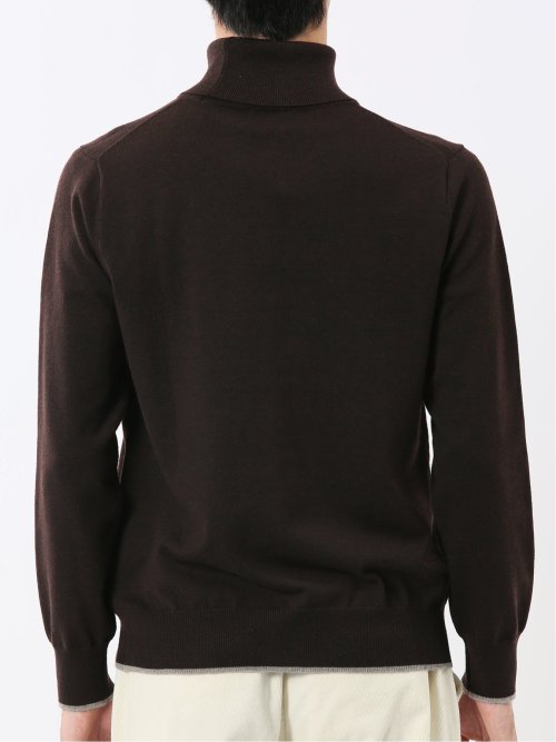 ウォッシャブル ウール混 タートルネックニット