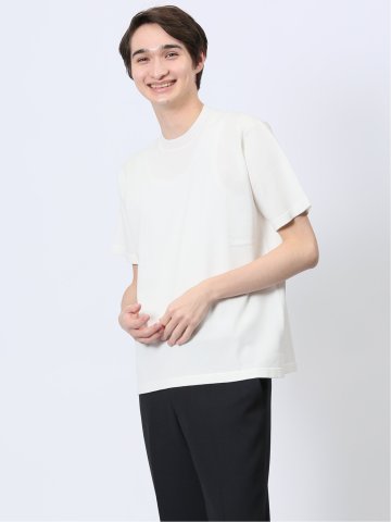 ウォッシャブル 綿混ニット クルーTシャツ
