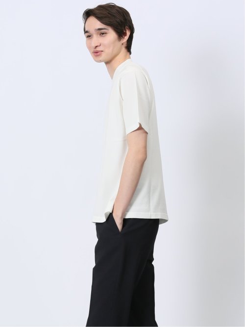 ウォッシャブル 綿混ニット クルーTシャツ