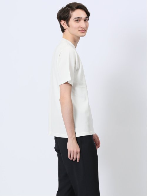 ウォッシャブル 綿混ニット クルーTシャツ