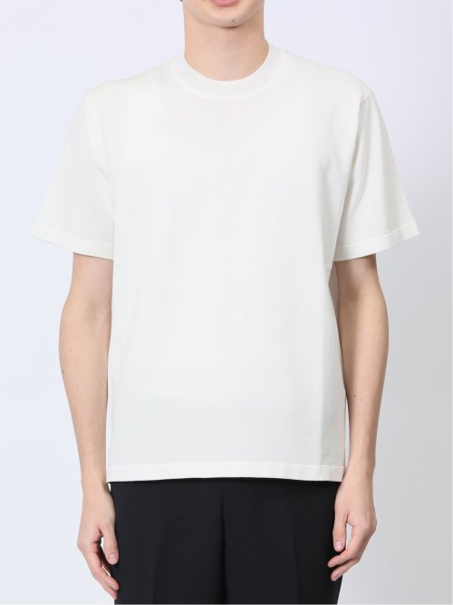 ウォッシャブル 綿混ニット クルーTシャツ