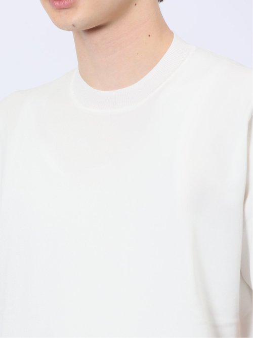 ウォッシャブル 綿混ニット クルーTシャツ