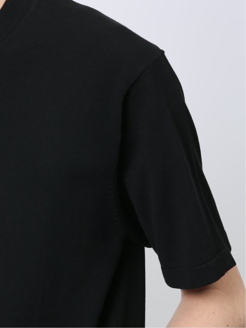 ウォッシャブル 綿混ニット クルーTシャツ