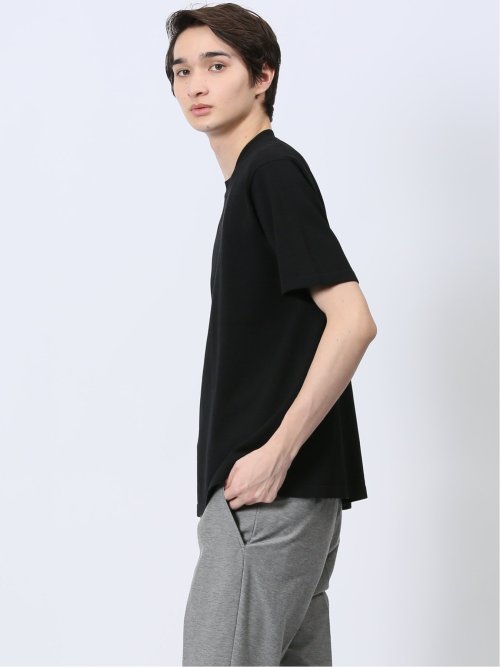 ウォッシャブル 綿混ニット クルーTシャツ