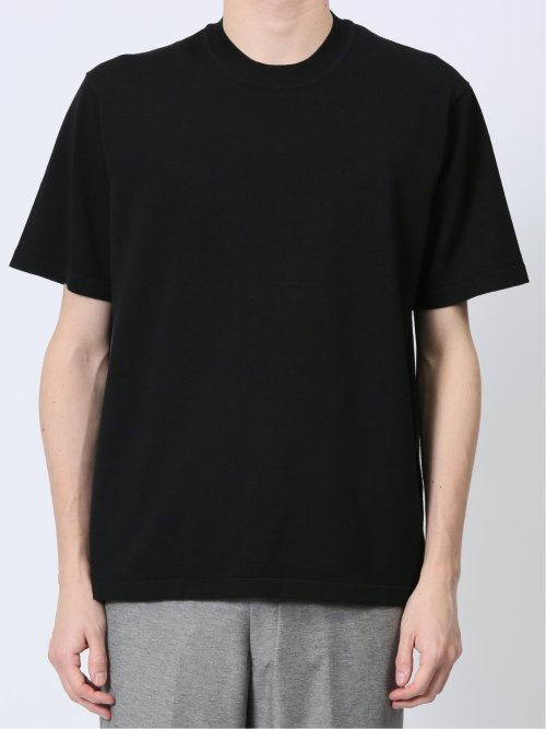 ウォッシャブル 綿混ニット クルーTシャツ