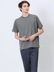 ウォッシャブル 綿混ニット クルーTシャツ