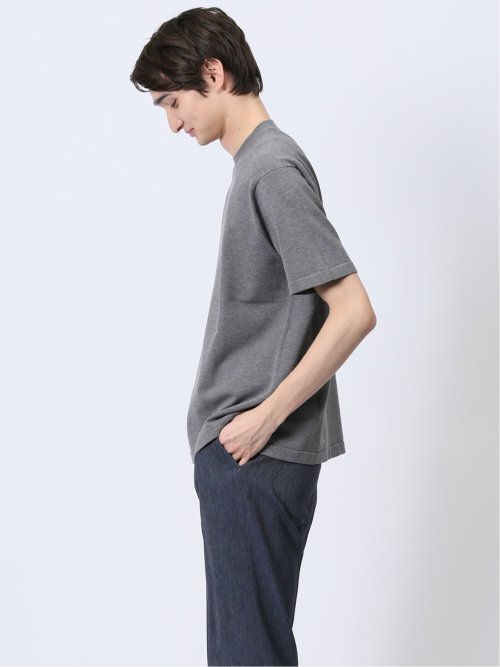 ウォッシャブル 綿混ニット クルーTシャツ