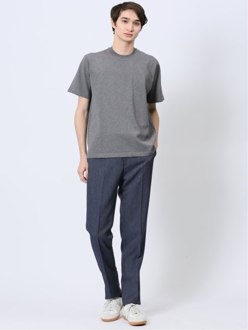 ウォッシャブル 綿混ニット クルーTシャツ