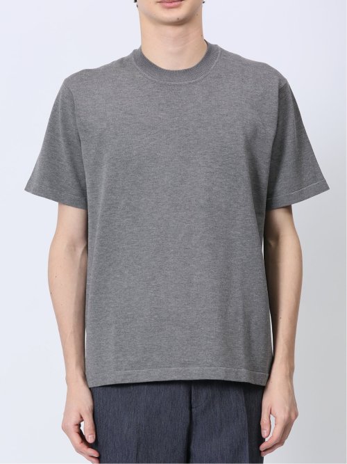 ウォッシャブル 綿混ニット クルーTシャツ
