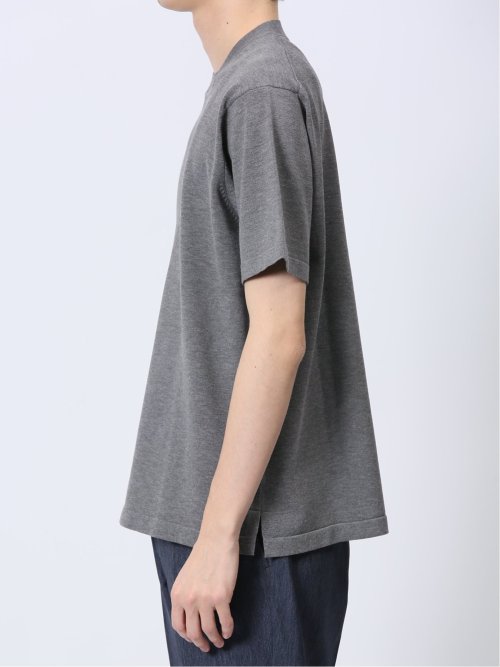 ウォッシャブル 綿混ニット クルーTシャツ