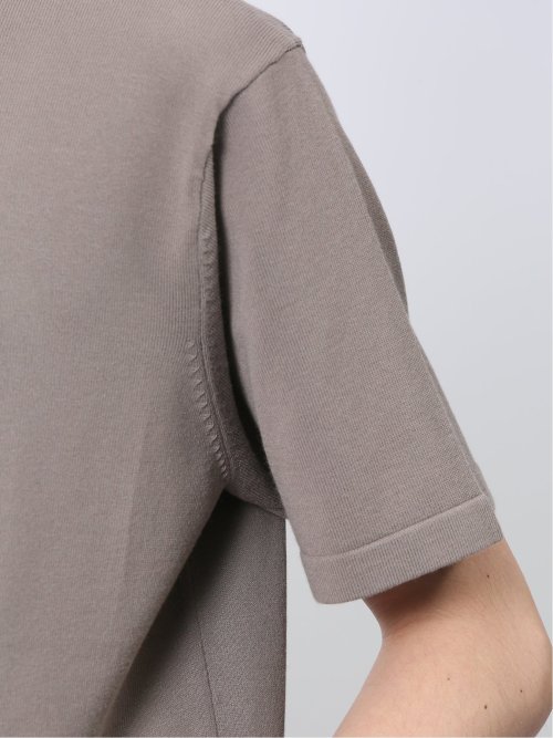 ウォッシャブル 綿混ニット クルーTシャツ