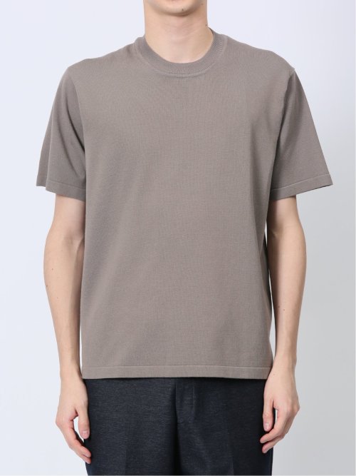ウォッシャブル 綿混ニット クルーTシャツ