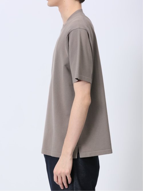 ウォッシャブル 綿混ニット クルーTシャツ