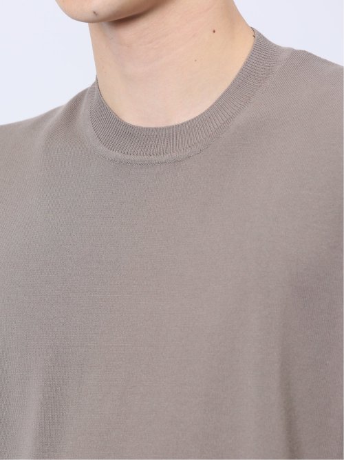 ウォッシャブル 綿混ニット クルーTシャツ