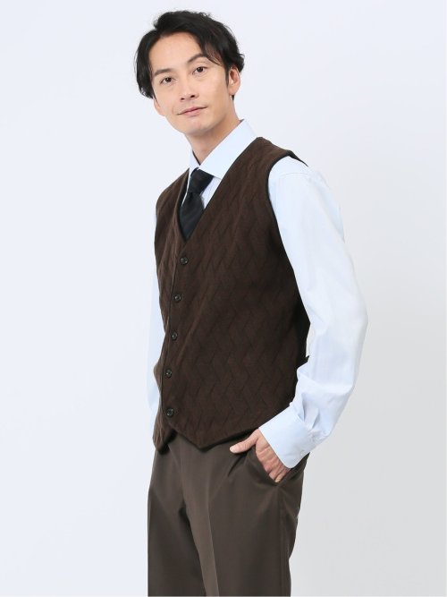 ふわもち ダイヤ柄 前開きベスト