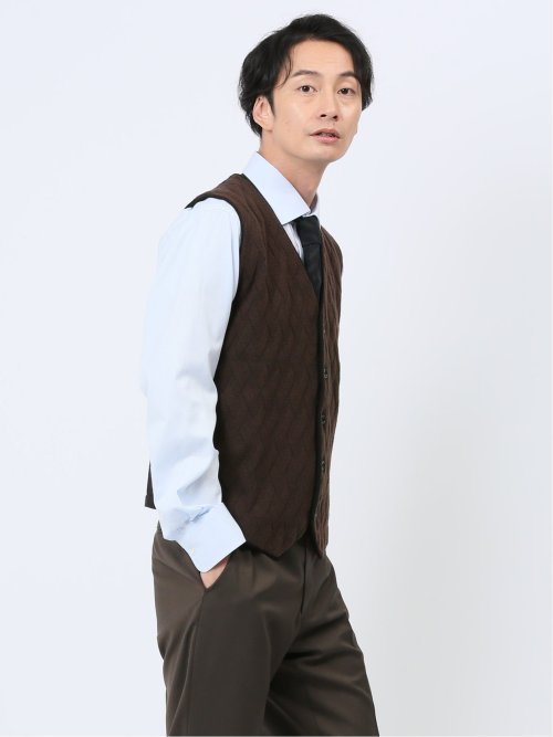 ふわもち ダイヤ柄 前開きベスト