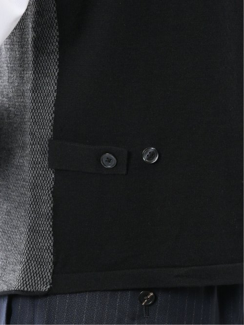 ウォッシャブル ウール混 バーズアイ 前開きベスト