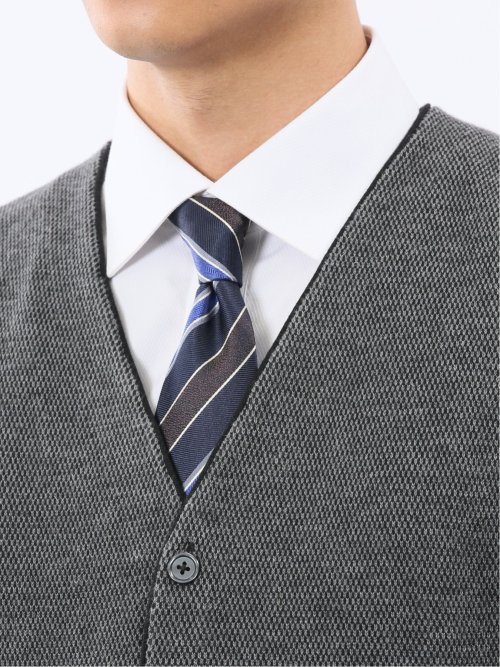 ウォッシャブル ウール混 バーズアイ 前開きベスト