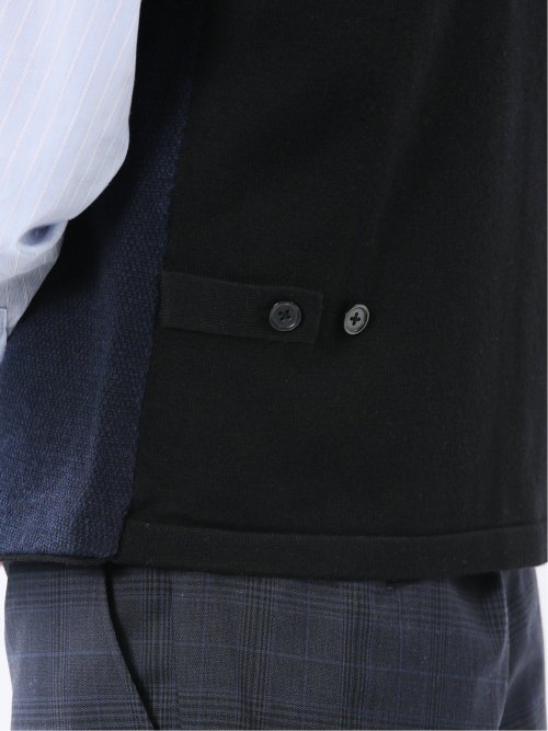 ウォッシャブル ウール混 バーズアイ 前開きベスト