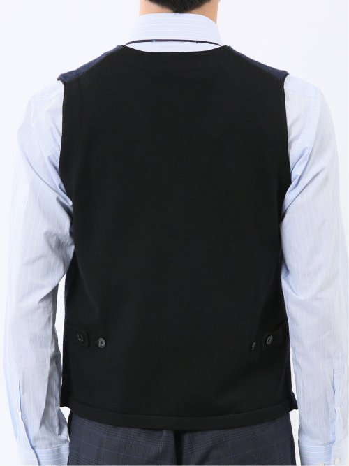 ウォッシャブル ウール混 バーズアイ 前開きベスト