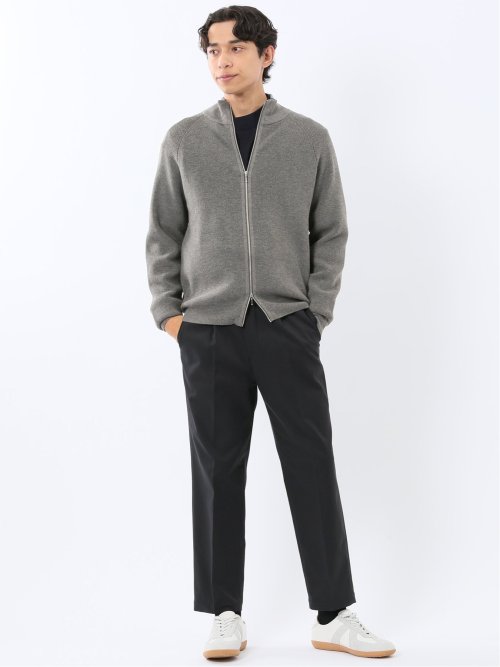 ウォッシャブル ウール混 畦 ドライバーズニット