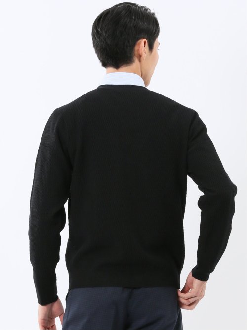 ウォッシャブル ウール混リンクス柄 ニットカーディガン