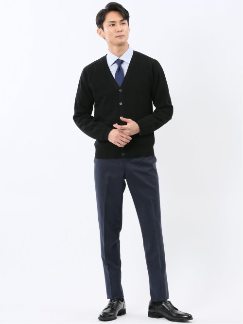 ウォッシャブル ウール混リンクス柄 ニットカーディガン