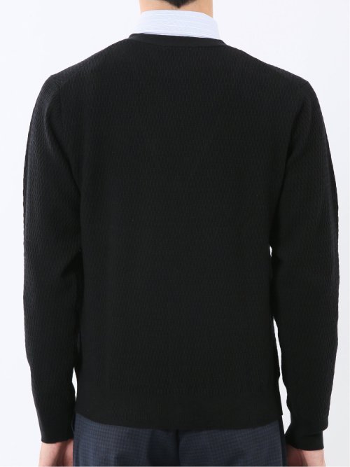 ウォッシャブル ウール混リンクス柄 ニットカーディガン