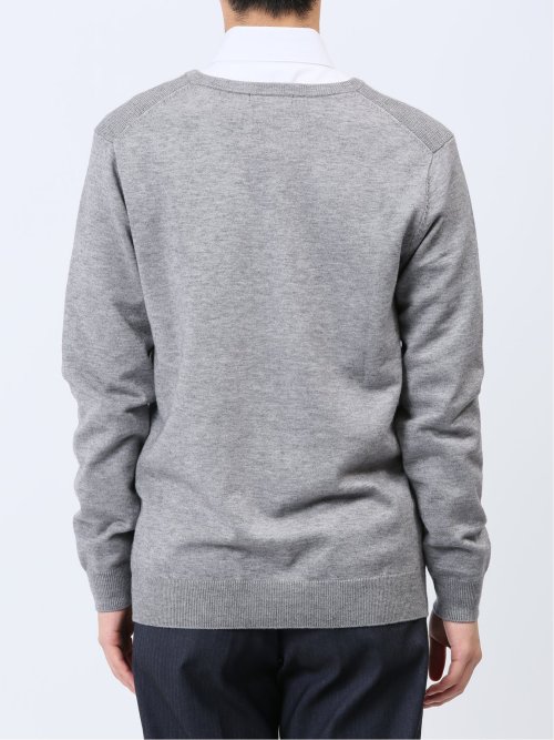 ふわもち パネルボーダー Vネックニット