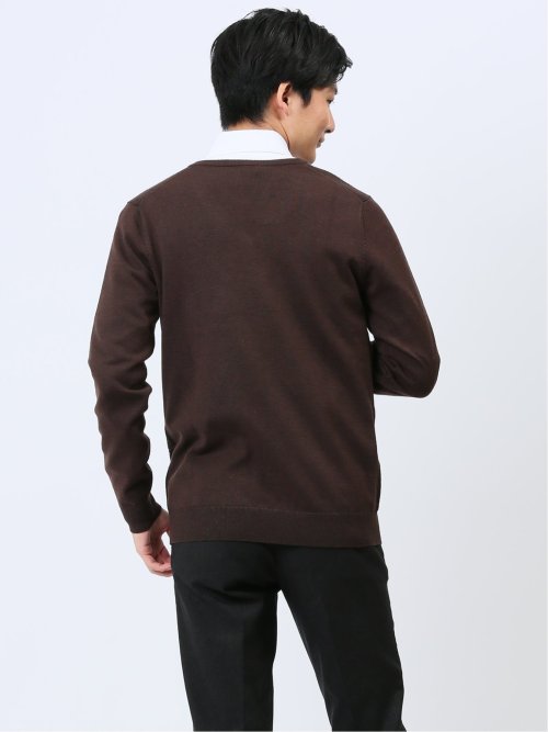 ふわもち パネルボーダー Vネックニット