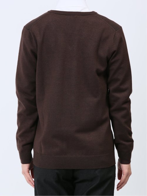 ふわもち パネルボーダー Vネックニット