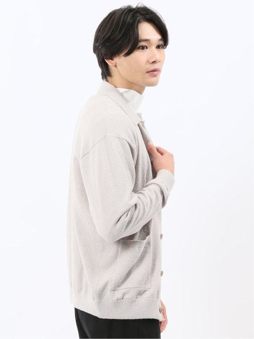 ウォッシャブル ブークレ ポロカーディガン