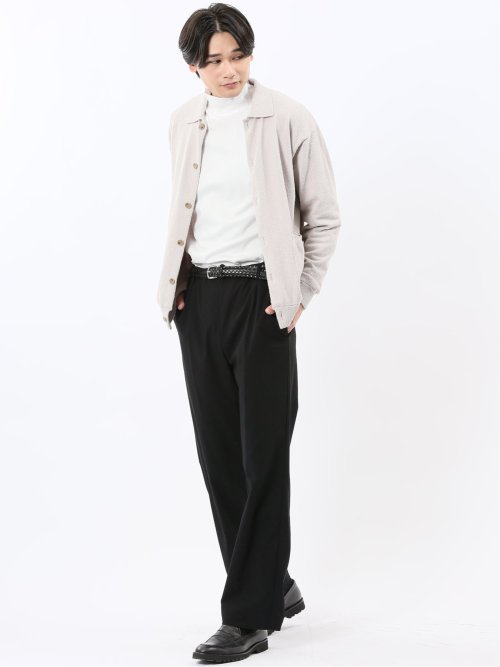 ウォッシャブル ブークレ ポロカーディガン