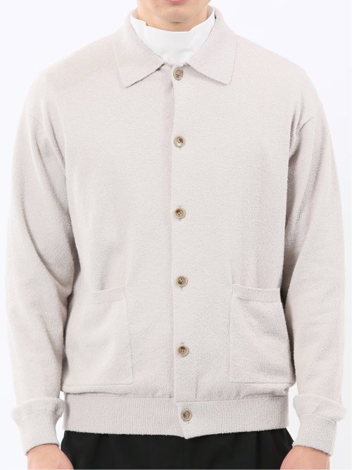 ウォッシャブル ブークレ ポロカーディガン