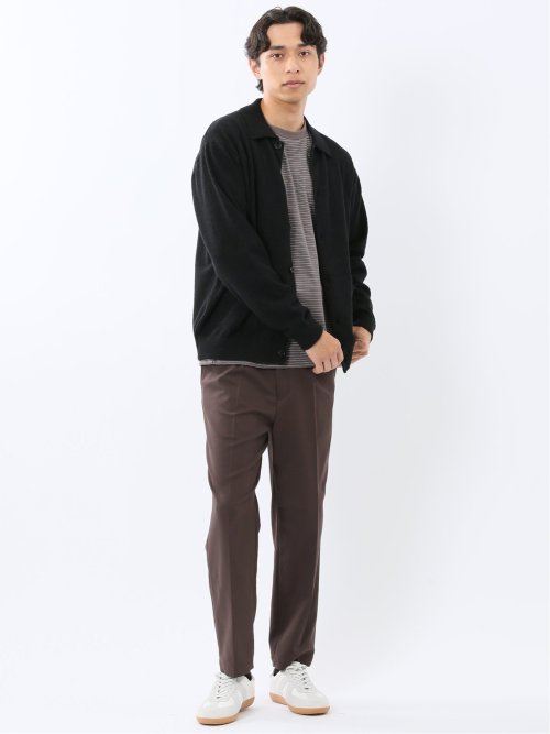 ウォッシャブル ブークレ ポロカーディガン