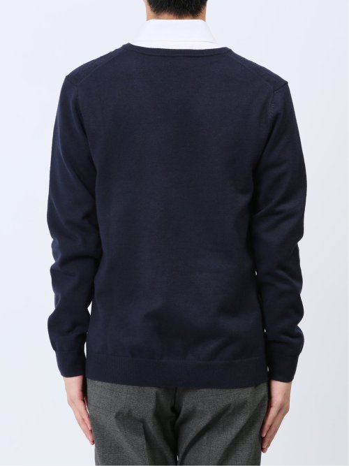 ふわもち 幾何学ジャガード Vネックニット