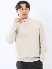 ウォッシャブル ブークレ ハーフジップニット