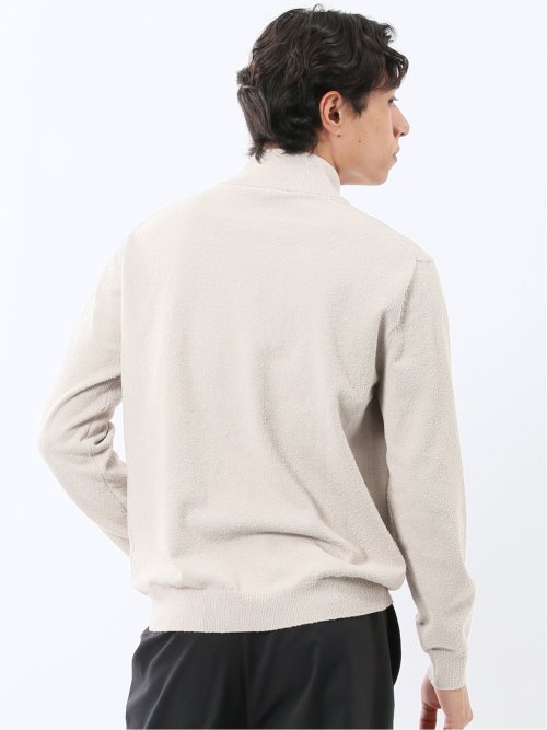 ウォッシャブル ブークレ ハーフジップニット